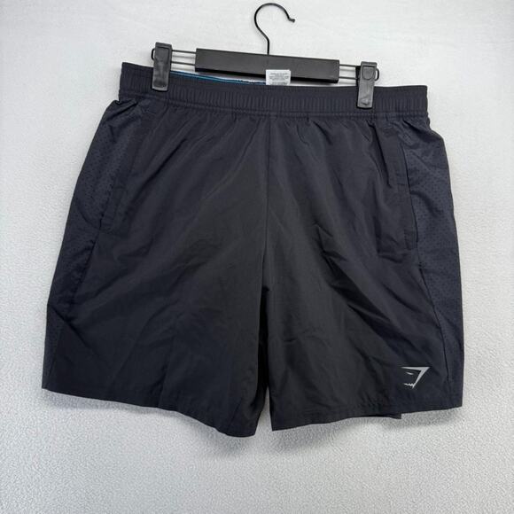 Gymshark Shorts Men's medium Black Aspect 2 In 1 Training Lined Workout Lifting - Picture 1 of 11